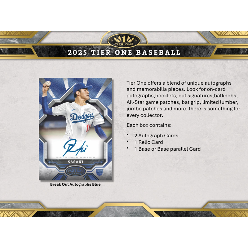 2025 Topps Tier One Baseball Hobby 12 Box Case